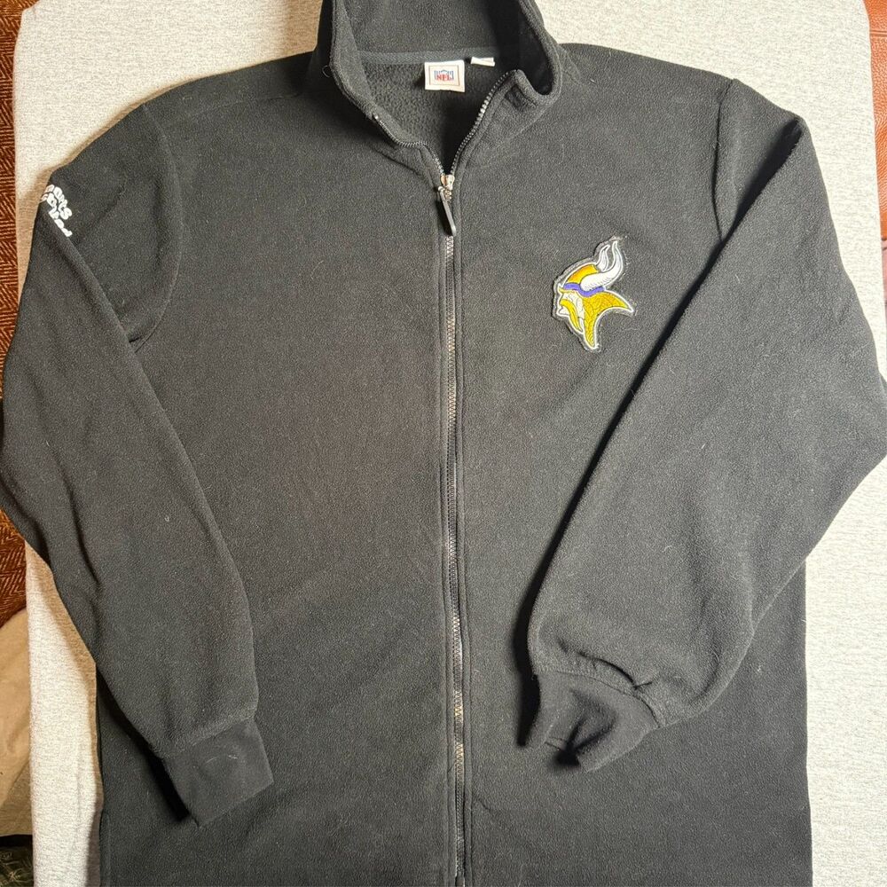 Vintage Sports illustrated Minnesota Vikings Black Fleece Zip up Jacket XL